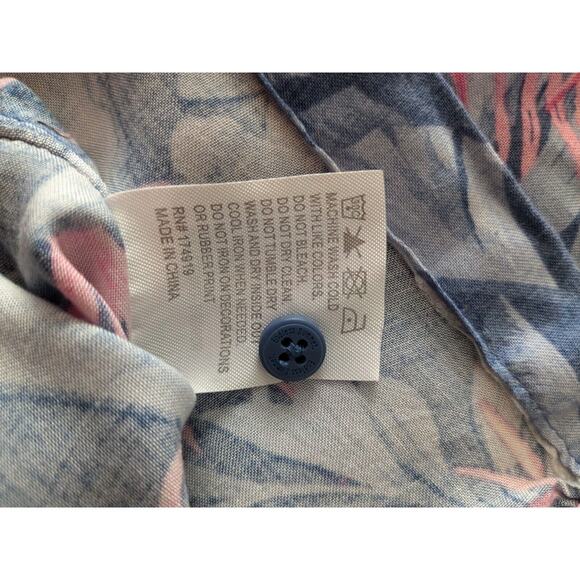 Endless Summer Hawaiian Shirt Mens XL Palm Flamingos Blue - Picture 4 of 8